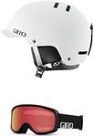 Giro Surface Combo Pack Ski Helmet - Snowboarding Helmet with Matching Goggles Matte White/Black Wordmark M (55.5-59cm)