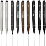 Uni Pin Fineliner Drawing Pen - Sketching Set - Black, Dark Gray, Light Gray, Sepia - 0.1/0.5mm - Set of 9