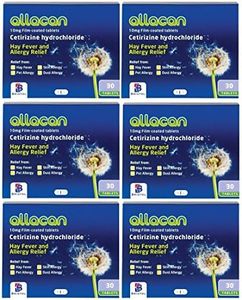 6 Months Supply Allacan Cetirizine Hayfever Allergy Tablets 30 x 6