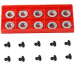 18mm Round Carbide Inserts Cutters Knifes Indexable Replacement with Screws Fits for Full and Pro Size Popular DIY Wood Turning Finisher Hollower Tools Woodworking Lathe 10pcs