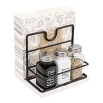 Livabber Napkin Holder, Metal Napkin Holder with Salt and Pepper Shakers Caddy Modern Napkin Dispenser for Table Kitchen Countertop, Not Including Salt and Pepper Shakers (Middle Marble, Black)