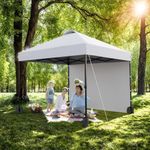 10x10ft Pop Up Canopy Tent with Sidewall,Outdoor Freestanding Sun Shelter Picnic and Camping,Instant Shade Tent with Vented Roof for Beach & Events - Includes Storage Bag,Sandbags,Stakes&Ropes（White
