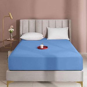 BEDSUM Microfiber 15 Inches Deep Pocket California King Fitted Bed Sheet Only, 1800 Thread Count Luxury Premium Wrinkle Fade Stain Resistant Bed Bottom Sheet for Mattress, Sky Blue