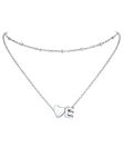PROSTEEL Heart Initial Necklace for Women - Double Layered Silver White Gold Plated Bead Choker Name Necklace with Heart Letter E Pendant Gift for Her Women Teenage Girl Jewellery
