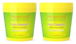 Aryanveda Haldi Chandan Herbal Bleach Cream, Infused with Haldi, Chandan, Aloe Vera, Nimbu, For Beautiful Skin, Natural Glowing Skin & Tan Removal, Skin Brightening, Suitable For All Skin Types, For all men and women-250gm (Pack of 2)