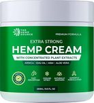 Hemp Cream Extra Strong | High Strength Hemp Oil Formula | Hemp Oil + Emu Oil, Arnica, MSM, Aloe Vera | Rich in Natural Extracts | Soothe Back, Neck, Hands, Feet | Large 250ml Tub