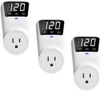Refrigerator Surge Protector Voltage Stabilizers - Fireproof UL94V-1 Wall Mount Surge Protector Outlets for TV Appliances Real-Time Monitoring & Custom Voltage 80V-140V, 15A, 120V, 1800J,3 Pack