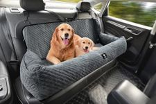 melafa365 Dog Car Seat for Large Dog Under 100LBS,Dog Car Bed Pet Booster Back Seat Removable Washable Pet Travel Safety Car Seat with Safety Tethers/Storage Pocket,Only for Car Back Seat