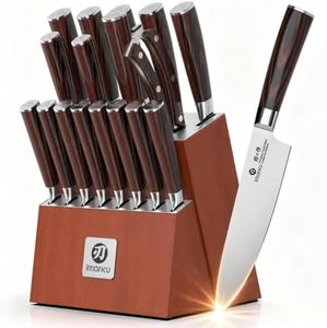 imarku 18-Piece Gyutou High-Carbon Stainless Steel Knife Set with Block