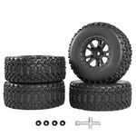 RCMOXETO 12mm Hex RC Wheels and Tires for 1/10 Scale RC Short Course Truck Tires Pre-glued with Foma Inserts for Traxxas Slash Tires Arrma Senton Tires and Wheels 4PCS Black Shape3