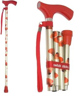 Switch Sticks Aluminum Adjustable Folding Cane and Walking Stick collapses and adjusts from 32 to 37 inches, Poppies