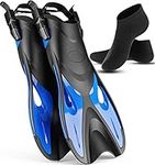 COZIA DESIGN Adjustable Swim Fins - Snorkel Fins for Lap Swimming, Travel Size Scuba Diving Flippers for Snorkel Set Adult, Neoprene Water Socks Included (Large)