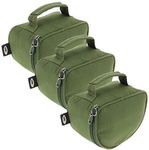 3 x Large Deluxe Zip Up Green Padded Reel Bag Cases For Carp Pike Sea Fishing with Grab/Carry Handle Holds Big Pit NGT