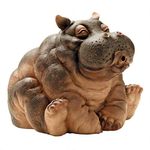 Design Toscano Hanna the Hippo African Decor Piped Pond Spitter Statue Water Feature, 10 Inch, Polyresin, Full Color