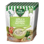 Baby Gourmet Organic Cereal - Apple Spinach Oatmeal - Resealable Bag - No Added Sugar Or Salt, Plant-Based Nutrition, Non GMO, BPA-Free Packaging, Kosher - (208g) 6-Pack, Green