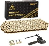 HILAKE 420H Motorcycle Chain 132 Links Non O-Ring with Connecting Master Link and Chain Breaker Heavy Duty Drive Chain for Motorcycle Bicycle Go Kart Mini Trail Bike