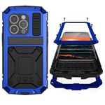 Simicoo Compatible with iPhone 16 Pro Max Metal Case with Screen Protector Camera Protector Military Rugged Heavy Duty Shockproof Case with Metal Kickstand Full Body Tough Dustproof Case(Blue)