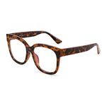 Jim Halo Blue Light Blocking Glasses Oversized Square Computer Gaming Glasses for Men Women Reduce Eye Strain Tortoise