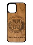 LaserGram Natural Wood Case Compatible with iPhone, Coat of Arms Dominican Republic, Personalized Engraving Included (Cherry Wood)