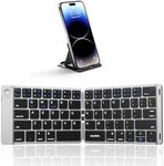 Samsers Foldable Bluetooth Keyboard - Portable Wireless Keyboard with Stand Holder, Rechargeable Full Size Ultra Slim Folding Keyboard Compatible iOS Android Windows Smartphone Tablet & Laptop-Silver