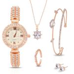 BAREPEPE Rose Gold Watch Gift Set for Women/Girls with Jewellery