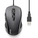 TECKNET Wired Mouse, Mice Wired Optical USB Computer Mouse With 3600 DPI Tracking, Gaming Grade Sensor, 6 Buttons, Business Office Mouse PC/Laptop, Great Mouse for Graphic Design (Grey, Medium)