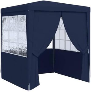 vidaXL Professional Party Tent with Side Walls - 2x2 Meter Blue Marquee with UV & Water Resistant Polyethylene Material and Steel Frame for Outdoor Gatherings