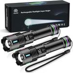 Jayxinli Torches LED Super Bright Rechargeable 2-Pack - 1000000 Lumen Zoomable Tactical Torch with Long-Lasting Battery for Outdoor, Emergencies, Camping & More