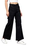 Miss Chase Women's Wide Leg High Rise Regular Stretchable Denim Jeans (Plus Size)(MCSS22DEN12-17-62-24, Black, 24)