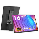 FLYTOCCA Portable Monitor, 16 Inch FHD 1200P, 360° Rotating Detachable Stand, Plug&Play Travel Monitor for Laptop, Ultra-Thin Zero Frame, Premium Smart Cover, Portable Screen for Laptop/PC/Mac