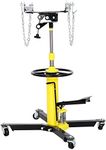 Transmission Jack, 1660lbs 3/4-Ton 2 Stage Hydraulic High Lift Vertical Telescoping, 32" to 70" Lifting Ran-ge, with 360° Swivel Wheels, 30" Long Safety Chain, Yellow