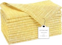 Cotton Clinic 12 Pack Farmhouse Style Slub Textured 18x18 Cloth Dinner Napkins, 100% Cotton for Everyday Use and Events - Soft and Durable Cocktail Napkins, Wedding Dinner Napkins (Yellow)