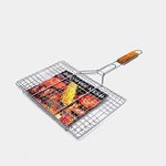 COSKIRA Fish Basket for Grilling - Fish Grill Basket - Stainless Steel BBQ Grill Basket with Handle - Kebab Grilling Basket - Easy Flip Shrimp Grilling Baskets for Outdoor Grill BBQ Tool