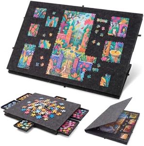 Portable Puzzle Table with 6 Drawers & Cover, Rotating 1500-Piece Jigsaw Board for Adults & Kids, Lightweight Felt Plateau, Ideal Puzzle Lovers (1500 pcs)