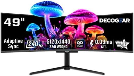 Deco Gear 49" QD-OLED 240Hz Curved Ultrawide Gaming Monitor - 5120×1440 DQHD, 32:9 Dual-QHD Display, 0.03 ms Response, HDR400 True Black, 90W USB-C, KVM, Adaptive Sync, RGB Lighting