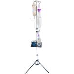 UISKOOPW IV Poles Portable, Intravenous Foldable IV Pole Holder Costume IV Stand Portable Floor Stand Feeding Tube Holder with Tray, for Pediatric Nursing Clinic Home Care Travel (Black with Tray)