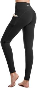 CAMBIVO High Waisted Leggings for Women, Yoga Pants with Pockets for Women Tummy Control Non See Through Workout Leggings Black