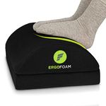 ErgoFoam Adjustable Foot Rest Under Desk for Added Height - Large Premium Velvet Soft Foam Footrest for Desk - Most Comfortable Desk Foot Rest in The World (Black)