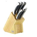 ROSS HENERY Professional 6 Piece Stainless Steel Kitchen Knife Set in Solid Oak Block