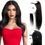 RUNATURE U Part Human Hair Wigs Black Upart Wigs Straight Half Head Wigs Natural Middle Open U Shape Wigs Remy Hair for Black Women 16 Inch 150% Density