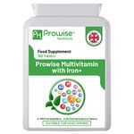 Multivitamin with Iron 180 Tablets (6 Months Dose) | Immune Support | One A Day Multivitamins for Men & Women | UK Manufactured to GMP Guaranteed Quality | Multivitamin Vegetarian by Prowise