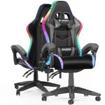 Racingreat Gaming Chair, Video Game Chair, Ergonomic Gaming Chair for Adults, Height Adjustable Reclining Computer Chair with Headrest and Lumbar Support (With RGB, Grey)