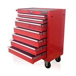 US PRO RED Tools Affordable Steel Chest Tool Box Roller Cabinet 7 Drawers