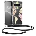 kwmobile Crossbody Case Compatible with Google Pixel 8 Pro Case Strap - Travel Black/Multicolor/Transparent