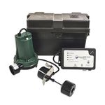 Zoeller 508-0005 1/3 HP 35 GPM 1-1/2-Inch Discharge Aquanot Spin 508 Automatic Self-Testing Battery Backup Sump Pump System with Vertical Float Switch
