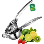Frabble Kitchen lemon squeezer stainless steel Finish with Handle & Groove Head - Heavy Duty Metal Hand Press Citrus Juicer - Modern Kitchen Tool for Lemon, Lime & Other Fruits Juice extractor