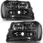 LBRST Headlight Assembly for Chevrolet Trailblazer 2002-2009 for Chevrolet Trailblazer EXT 2002-2006 Black Housing Clear Reflector Clear Lens Driver and Passenger Side Headlamp