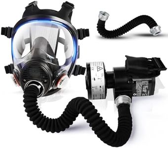 UXLXLK PAPR Respirator System Gas Mask Portable Electric Powered Air Purifying for Respirator Kit Supplied Air Respirator Blower with 40mm Filters for Tactical Spray Painting Dust Vapors Chemicals