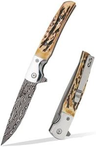 4 1/4" GENUINE INDIA STAG BONE™ DAMASCUS RANCHER SIDELINER