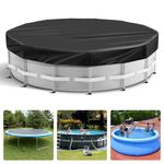 12 Ft Round Pool Cover Solar Cover for above Ground Pool with Pool Covers Accessories Swimming Round Solar Pool Covers for above Ground Pools Heavy-Duty Waterproof Dustproof(Black)